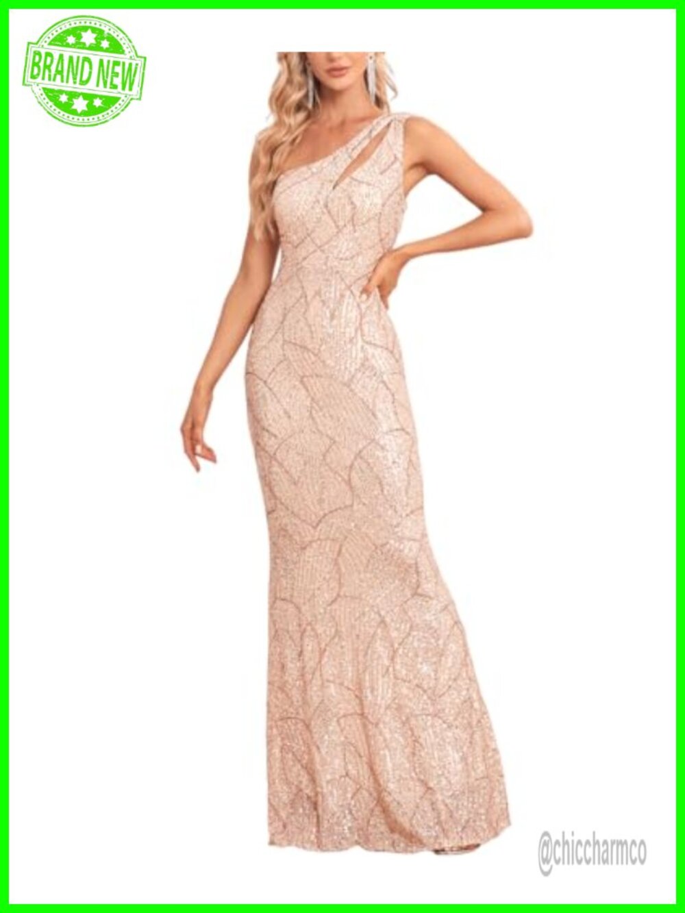 One Shoulder Sequin Formal Dress Bodycon Mermaid Maxi Prom Evening Gown
